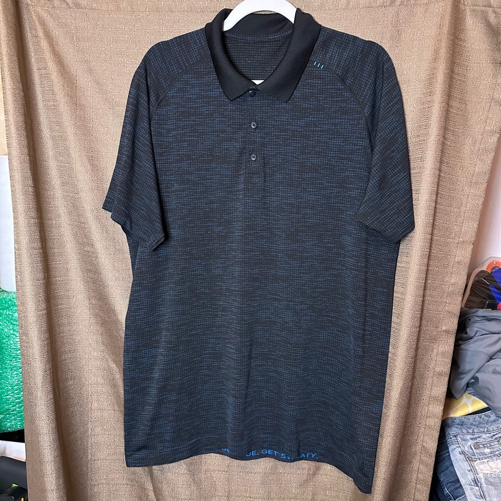 Lululemon Short Sleeve Polo Shirt Men’s Sz XL  Black/Blue